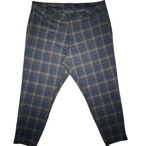 KUT From The Kloth Pants Womens 16W Blue Plaid Ankle Straight Leg Trousers